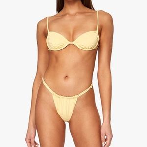 Yellow Underwire Bikini Top and Ruched Bottoms NWT
